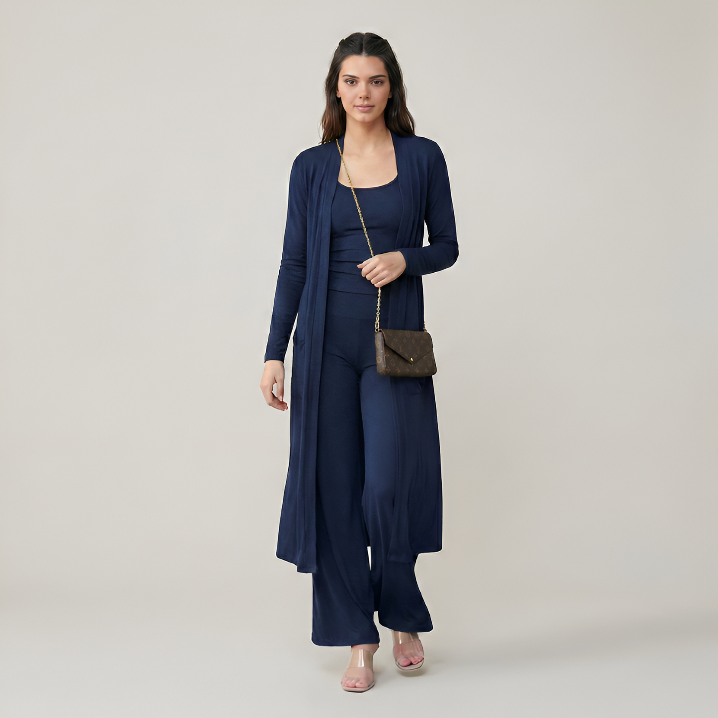 3 Piece Long Cardigan Knit Set