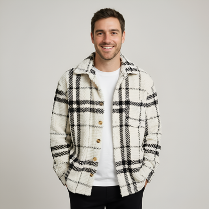 Plaid Fleece Button Down Shirt Jacket