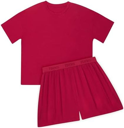 Hanes Women's Originals Supersoft Boxy T-Shirt & Sleep Shorts Set