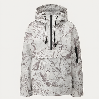 Hooded Half Zip Leopard Print Pullover Hoodie