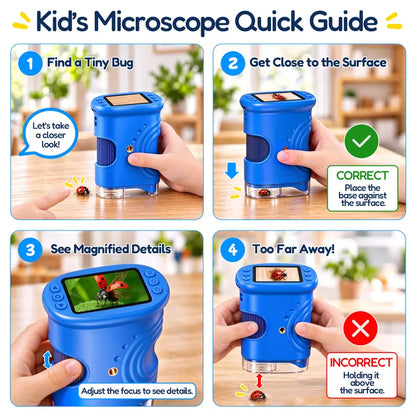 【2027 Upgrade】SEEKID 1000X Handheld Microscope for Kids with 4K 2.0" Screen, Photo & Video Camera, Rechargeable and Portable, a Fun STEM Gift & Birthday Present for Ages 3+,back to school