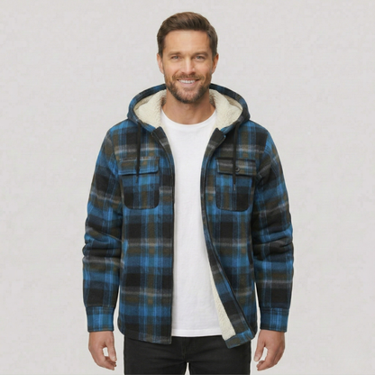 Everyday Plaid Flannel Sherpa Lined Hoodie Jacket
