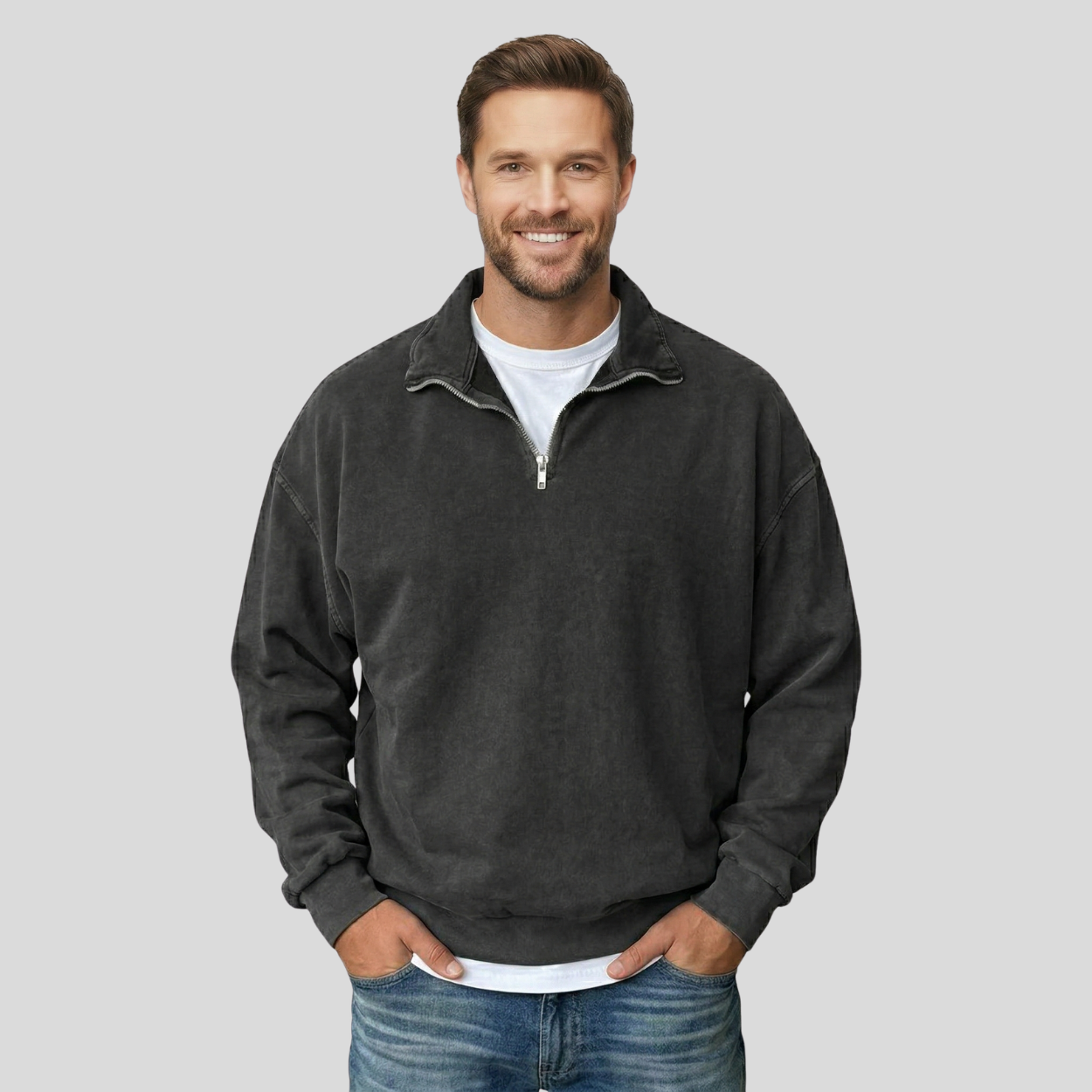 Classic Half Zip Collar Sweatshirt