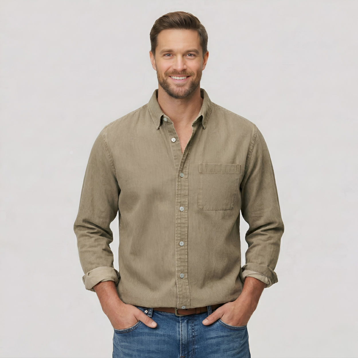 Classic Solid Long Sleeve Button Down Shirt