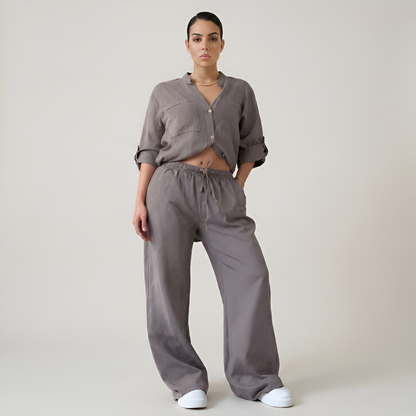 Minimal Button Up Co Ord Set For Women