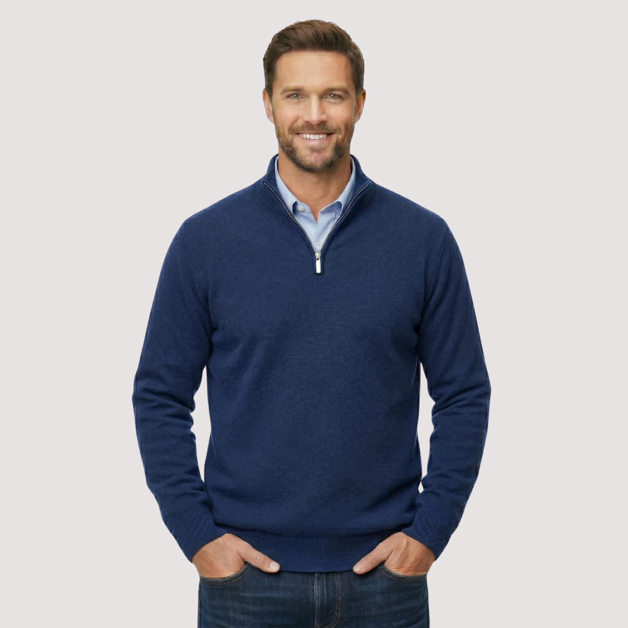 Classic Quarter Zip Knit Pullover Sweater