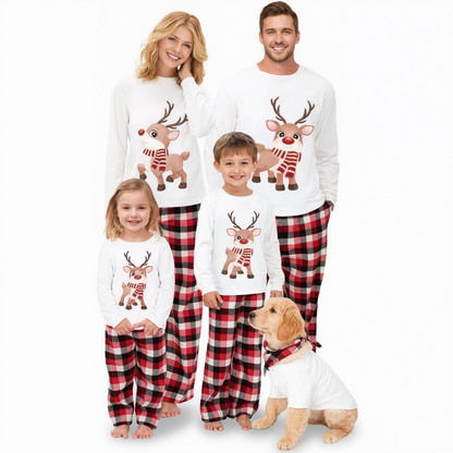 Holiday Matching Cotton Blend Sleepwear Set With Winter Seasonal Prints