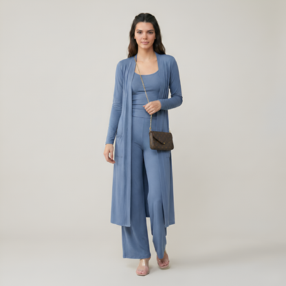 3 Piece Long Cardigan Knit Set