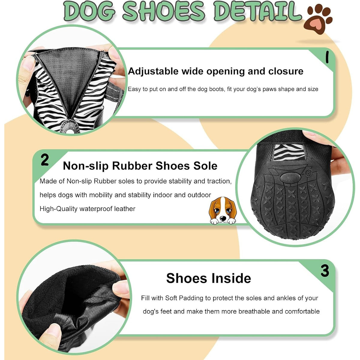 4 Pieces Of Winter Snow Hiking Dog Boots