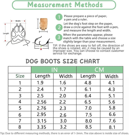 4 Pieces Of Winter Snow Hiking Dog Boots