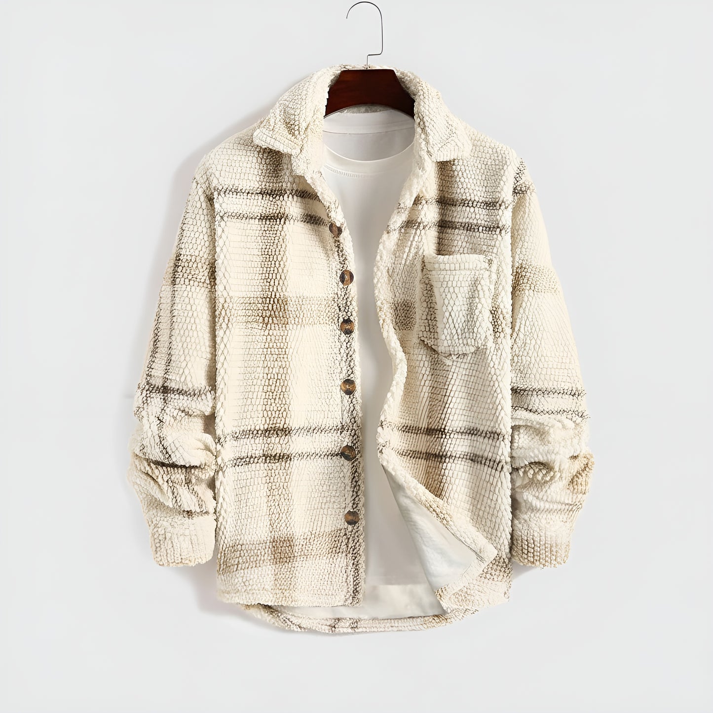 Plaid Fleece Button Down Shirt Jacket