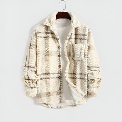 Plaid Fleece Button Down Shirt Jacket