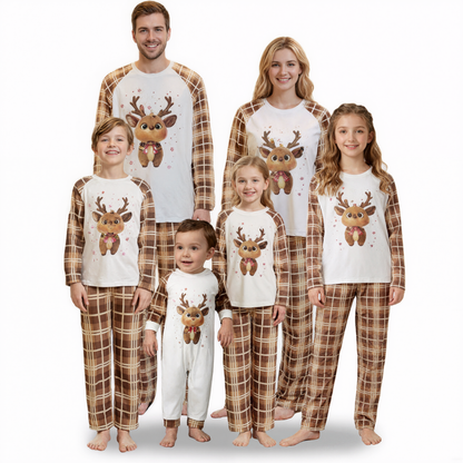 Holiday Matching Cotton Blend Sleepwear Set With Winter Seasonal Prints