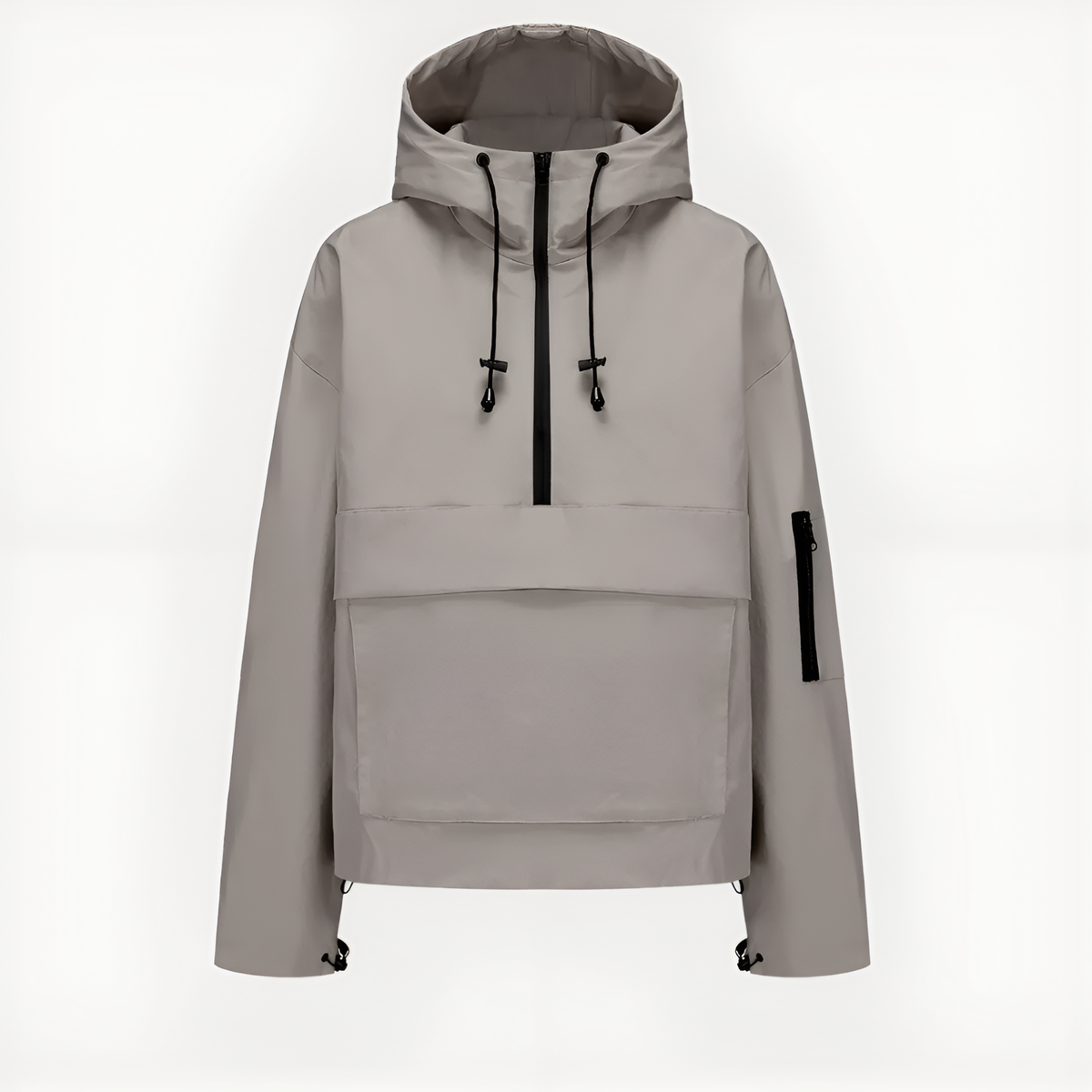 Hooded Half Zip Leopard Print Pullover Hoodie