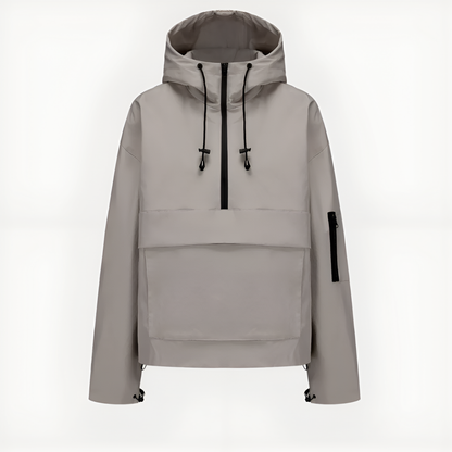 Hooded Half Zip Leopard Print Pullover Hoodie