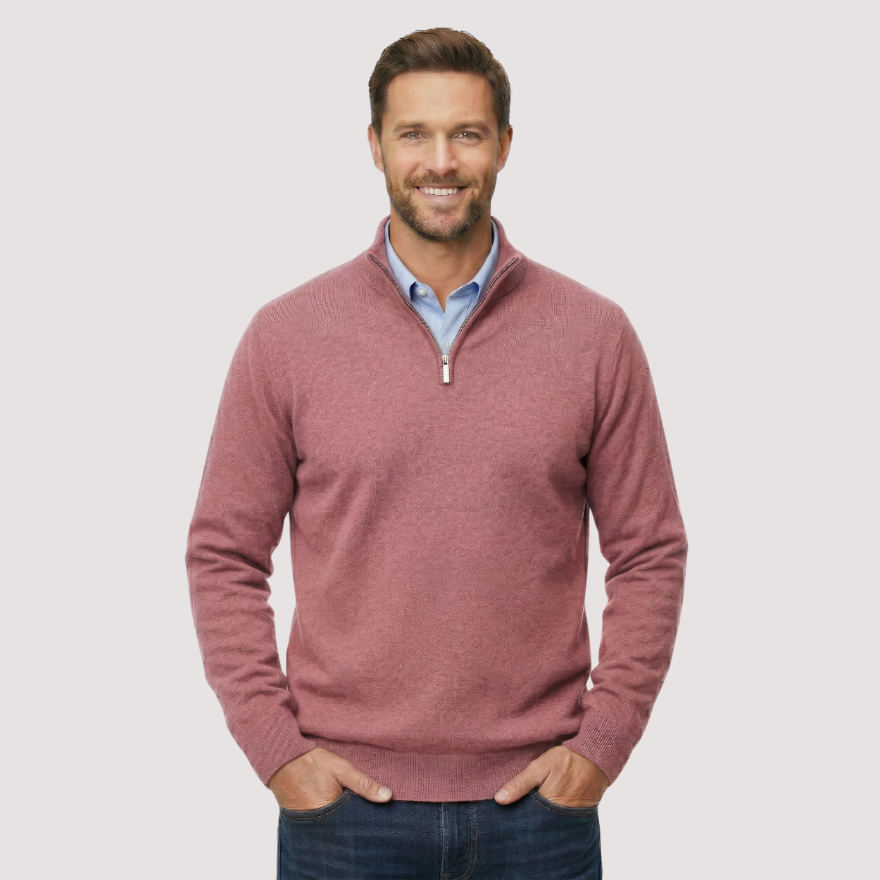Classic Quarter Zip Knit Pullover Sweater