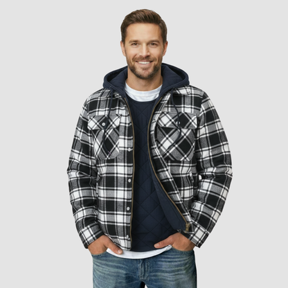 Quilted Hooded Plaid Flannel Jacket