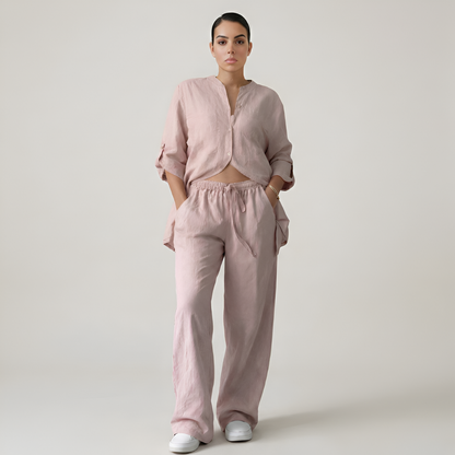 Minimal Button Up Co Ord Set For Women