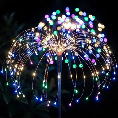 Close-up of one firework light head, showing the copper wires and individual coloured LED tips