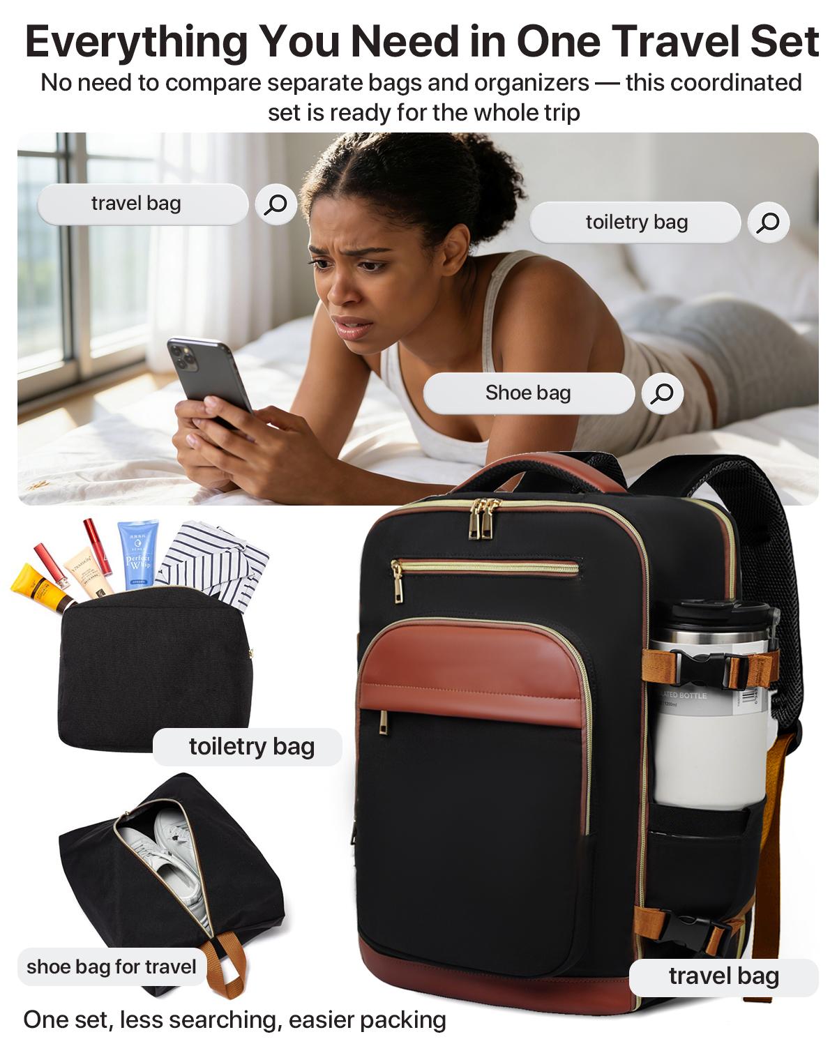 Lefame 40L Airport Backpack, Water-Resistant Personal Item Travel Bag for 3 to 7 Day Trips, TSA-Friendly Wide-Open Luggage with 180-Degree Opening, Padded 17-Inch Laptop Compartment and 3 Packing Cubes, Backpack For Laptop, Carry On Luggage, Padded Laptop