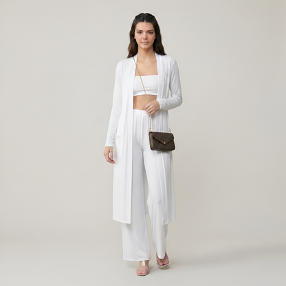 3 Piece Long Cardigan Knit Set