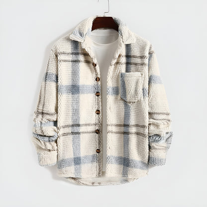 Plaid Fleece Button Down Shirt Jacket