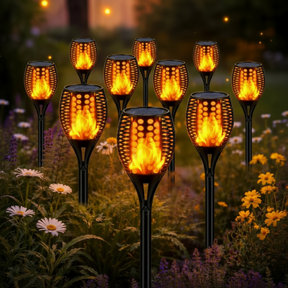 Solar Flame Torch Pathway Lights