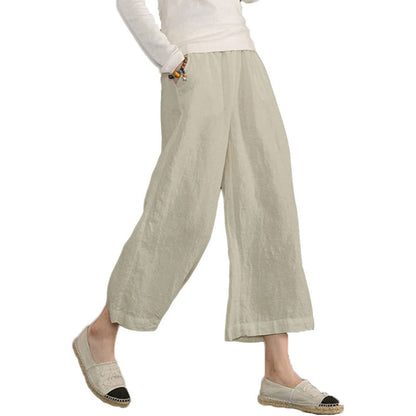 Women Loose Cotton Capris Cropped Wide Leg Pants-Legletic | SLIMG:7058953332996448582