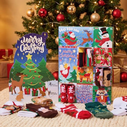 JOYIN 2026 Christmas Advent Calendar, 12 Days Christmas Warm Cotton Socks for Women Adults, Xmas Countdown Calendar with 8 Low Cut & 4 Knee High Socks, Xmas Party Favor Gifts