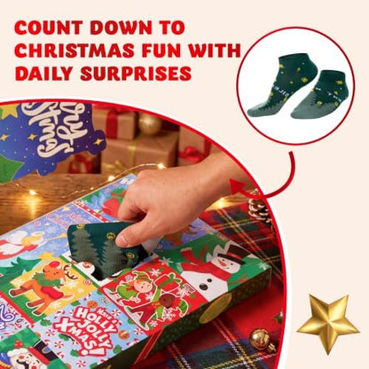 JOYIN 2026 Christmas Advent Calendar, 12 Days Christmas Warm Cotton Socks for Women Adults, Xmas Countdown Calendar with 8 Low Cut & 4 Knee High Socks, Xmas Party Favor Gifts