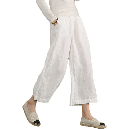 Women Loose Cotton Capris Cropped Wide Leg Pants-Legletic | SLIMG:7058953332979671359