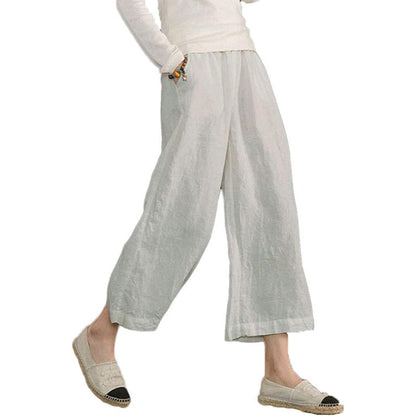 Women Loose Cotton Capris Cropped Wide Leg Pants-Legletic | SLIMG:7058953332996448577