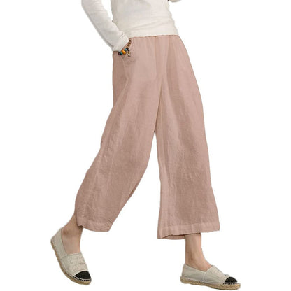 Women Loose Cotton Capris Cropped Wide Leg Pants-Legletic | SLIMG:7058953332979671358