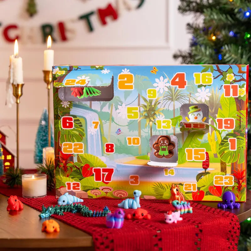 2026 Christmas Advent Calendar 3D Printed Toys, 24 Pcs 3D Printed Animal & Xmas Theme Toys, Christmas Countdown Calendar, Xmas Party Favors Supplies, Classroom Prizes, Fun Gifts for KidsValentine's Day Gifts for Kids