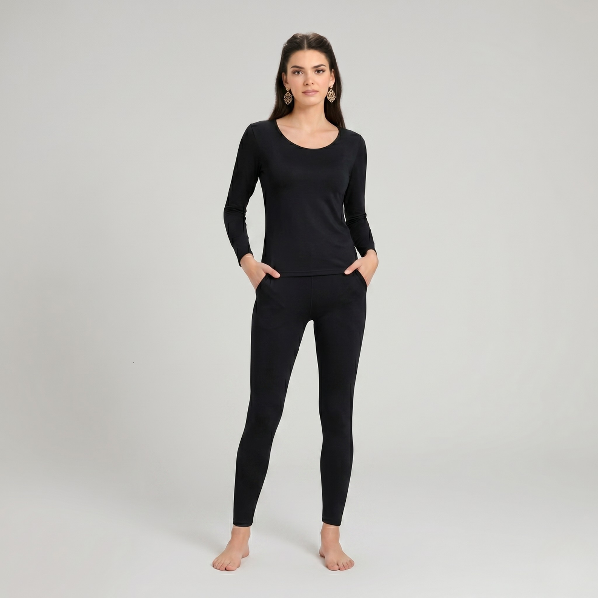 Mulberry Silk Long Johns Thermal Underwear Sets For Women