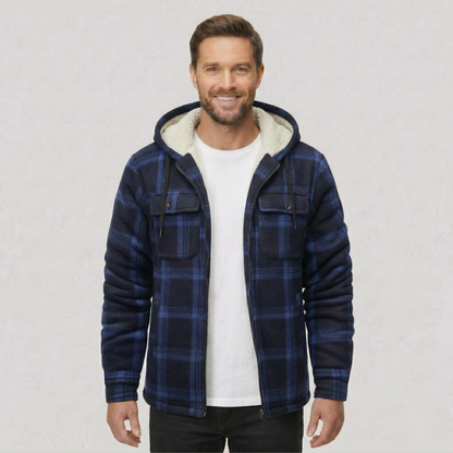 Everyday Plaid Flannel Sherpa Lined Hoodie Jacket