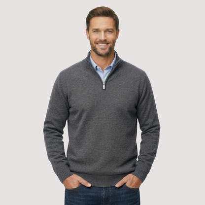 Classic Quarter Zip Knit Pullover Sweater
