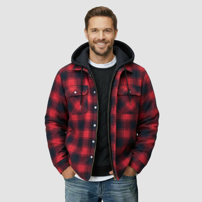 Quilted Hooded Plaid Flannel Jacket
