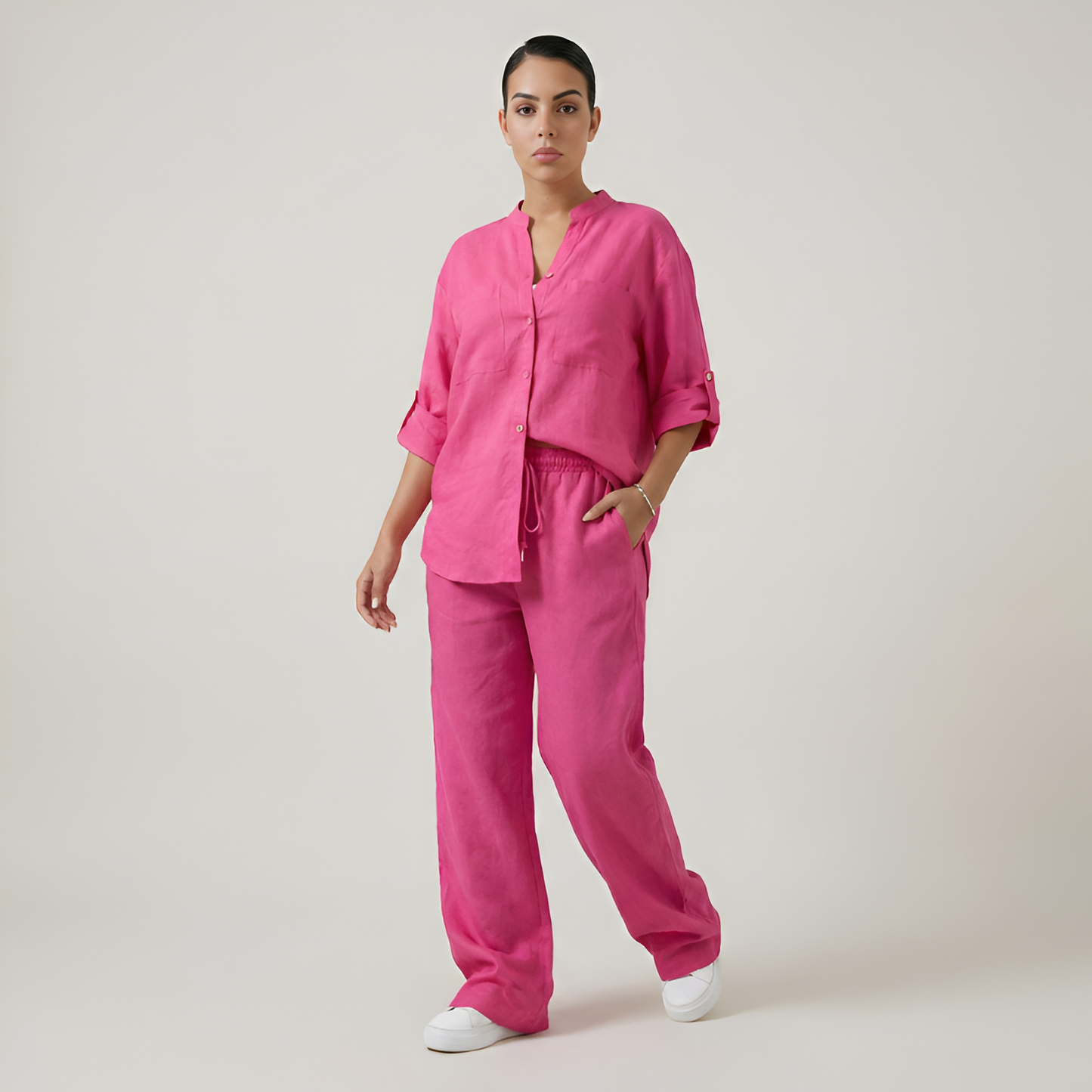 Minimal Button Up Co Ord Set For Women
