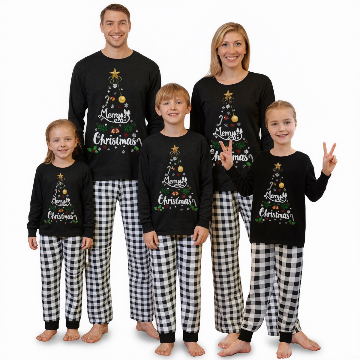 Holiday Matching Cotton Blend Sleepwear Set With Winter Seasonal Prints
