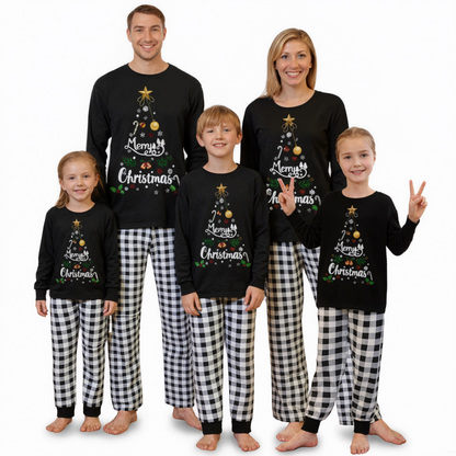 Holiday Matching Cotton Blend Sleepwear Set With Winter Seasonal Prints