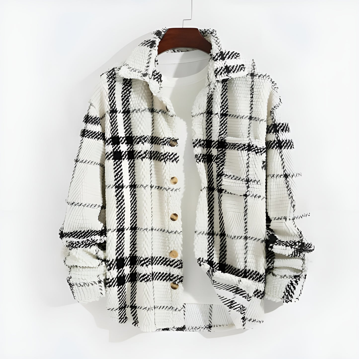 Plaid Fleece Button Down Shirt Jacket