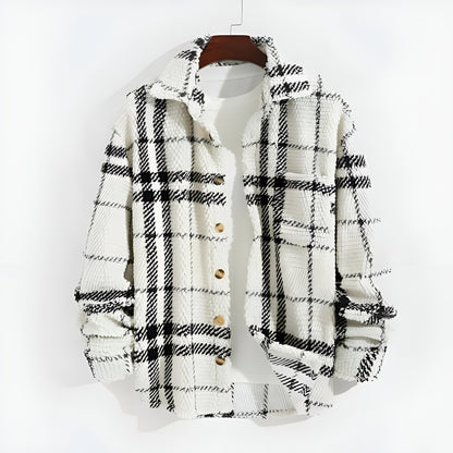 Plaid Fleece Button Down Shirt Jacket