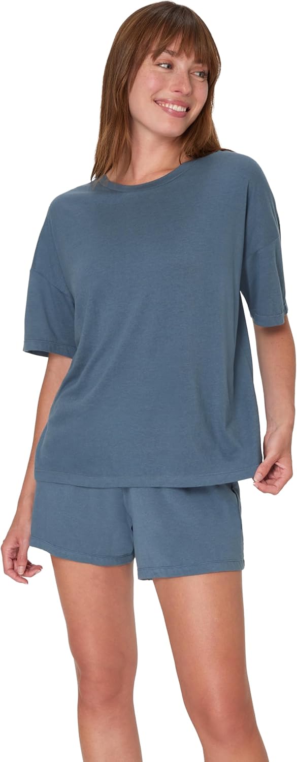 Hanes Women's Originals Supersoft Boxy T-Shirt & Sleep Shorts Set