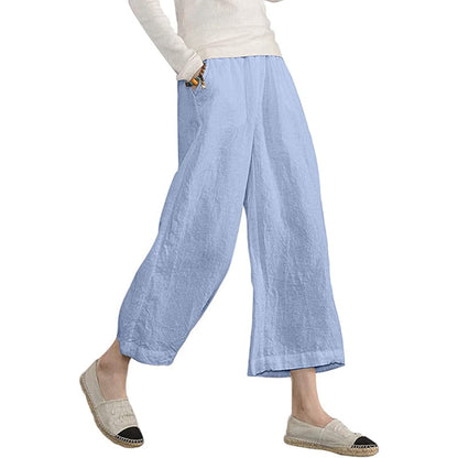 Women Loose Cotton Capris Cropped Wide Leg Pants-Legletic | SLIMG:7058953332996448579
