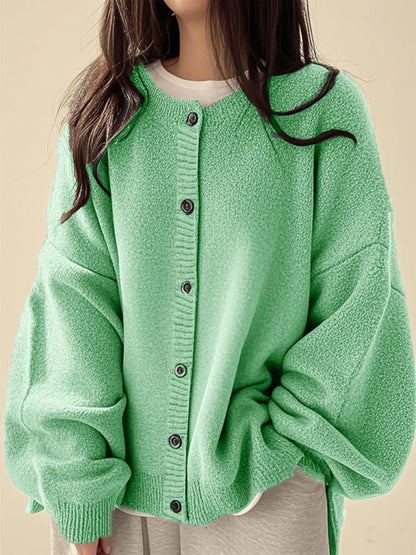 Women's Solid color Basic Button Front Knit Cardigan, Casual Long Sleeve Knitwear for Daily Wear, Ladies Clothes Womenswear for All Seasons Knitting, Knit Sweater Clothing