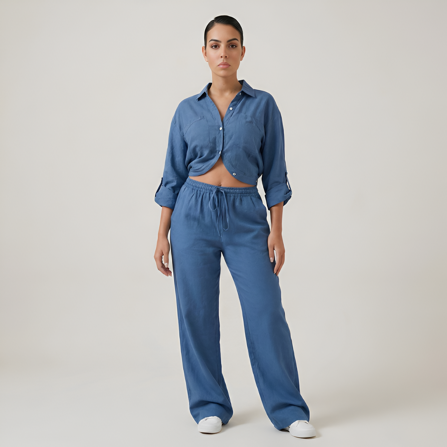Minimal Button Up Co Ord Set For Women