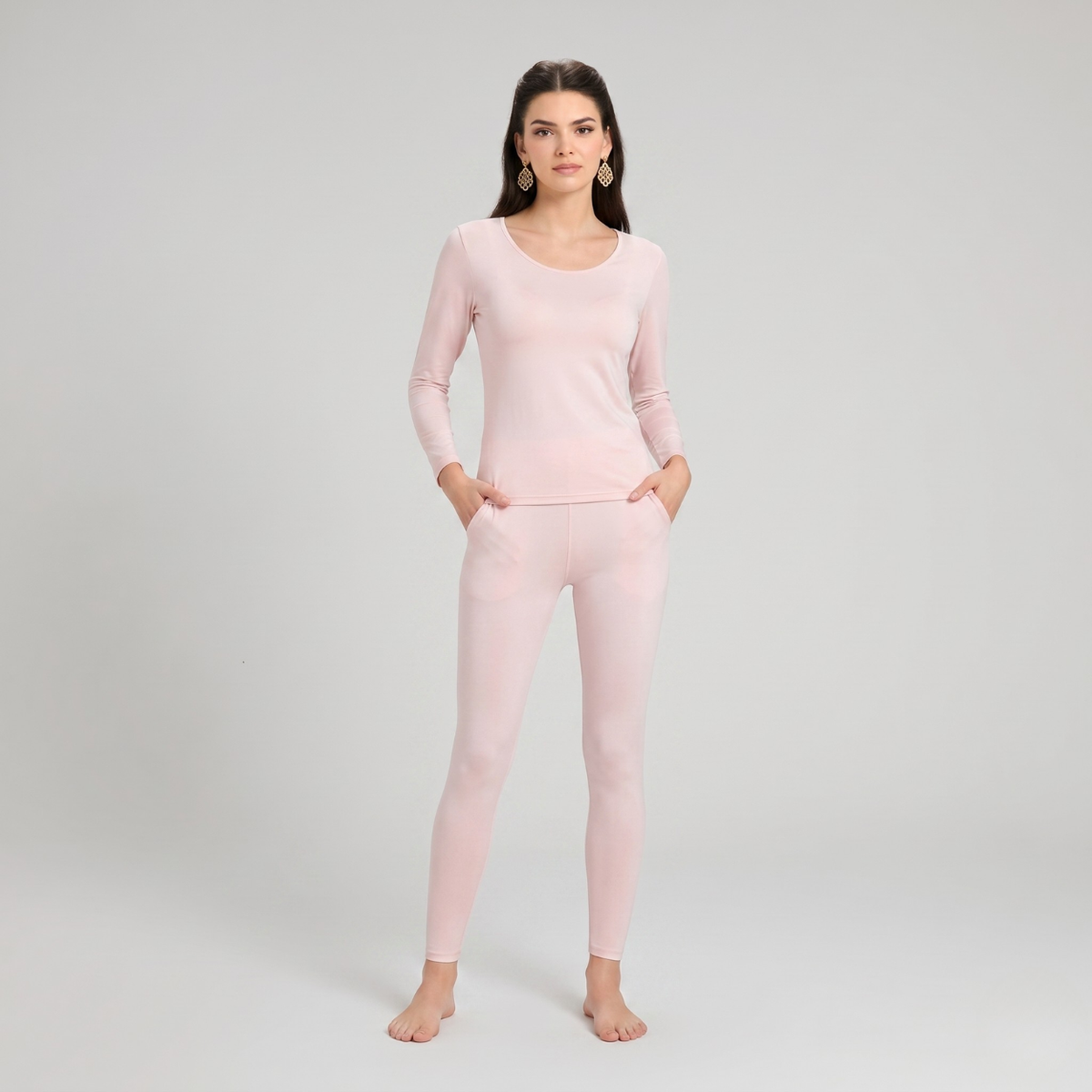 Mulberry Silk Long Johns Thermal Underwear Sets For Women