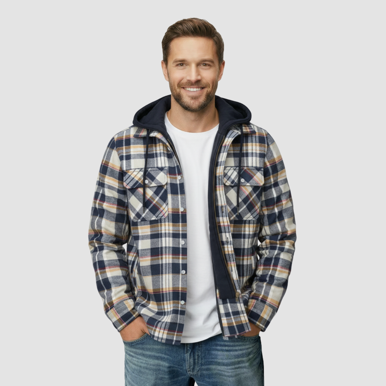 Quilted Hooded Plaid Flannel Jacket