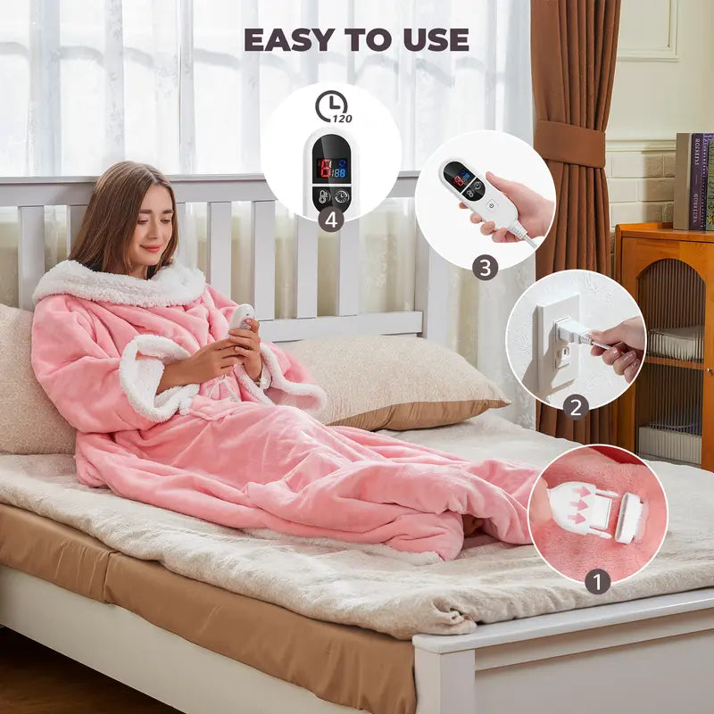 How to use the wearable heated blanket controller in four steps